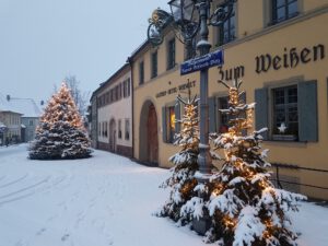 Winter im weißen Lamm im Sommerach, in Franken